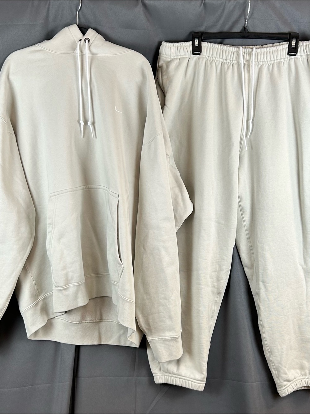 Nike Solo Swoosh fleece set Light Bone — hoodie 2XL Tall + pants 2XL